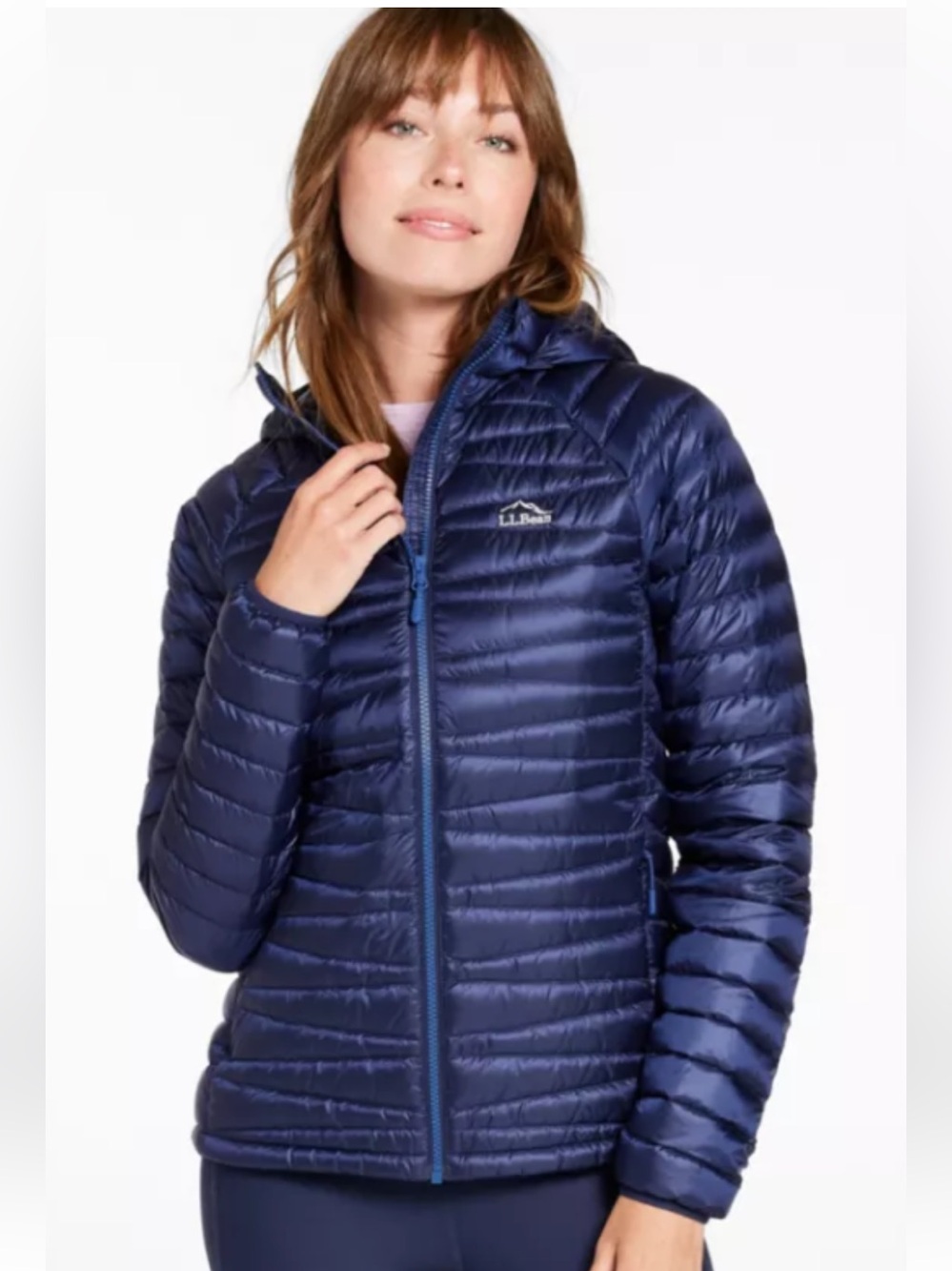 L.L. BEAN Navy Blue Quilted Packable Downtek Quantum Pertex Puffer Jacket S NWOT